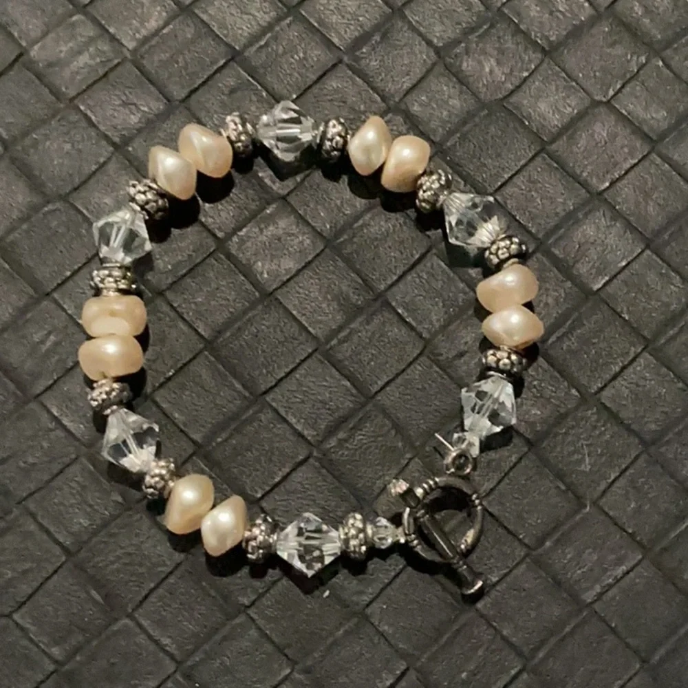 Lot 4 Elegant crystal & Pearl and lepidolite Stone Bracelet Set